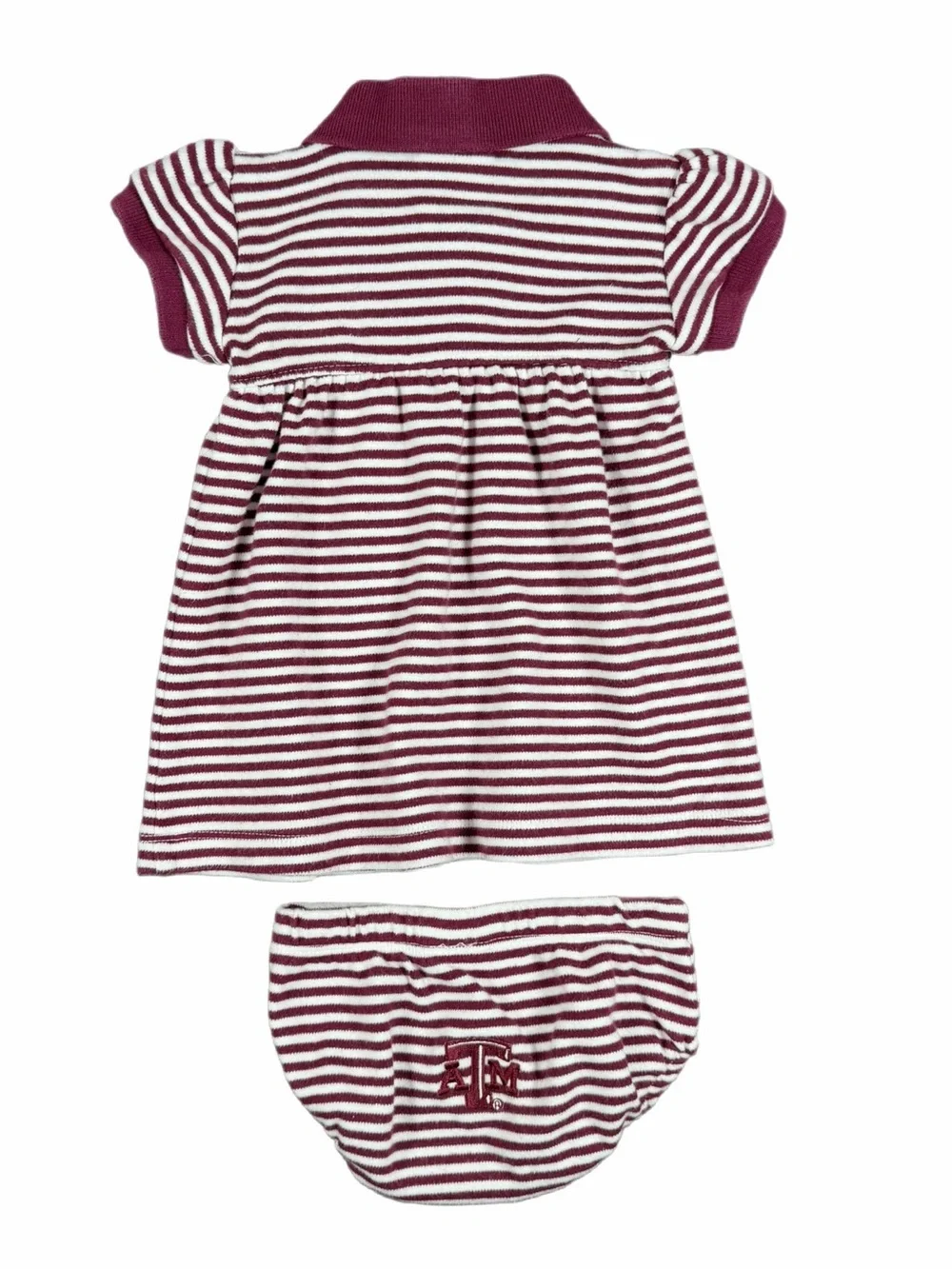 CREATIVE KNITWEAR Texas A&M Aggies Striped Game Day Dress with Bloomers- 6-9M